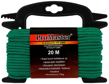 Promaster Yleisnaru PP 4mmx20m vihreä - Yleisnarut - 0022074 - 1
