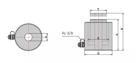 Reikäsylinteri 60T/100mm - Hallitunkit ja pullotunkit - 0017134 - 2
