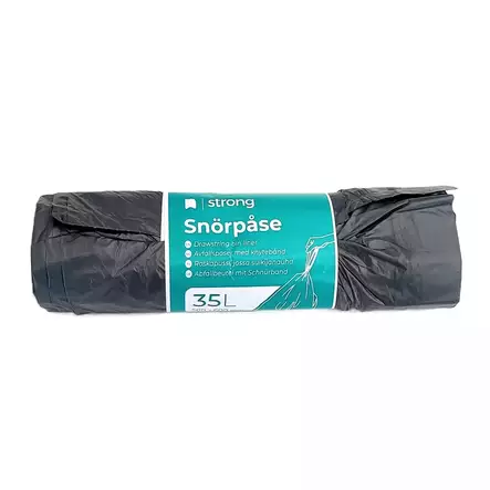 Vetonauhapussi 35l musta 15kpl/rll - Jätesäkit ja roskapussit - 0021954 - 1