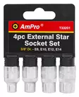 Ampro E-torx hylsysarja 3/8" 4-os. - Hylsy- ja työkalusarjat - 0005564 - 1