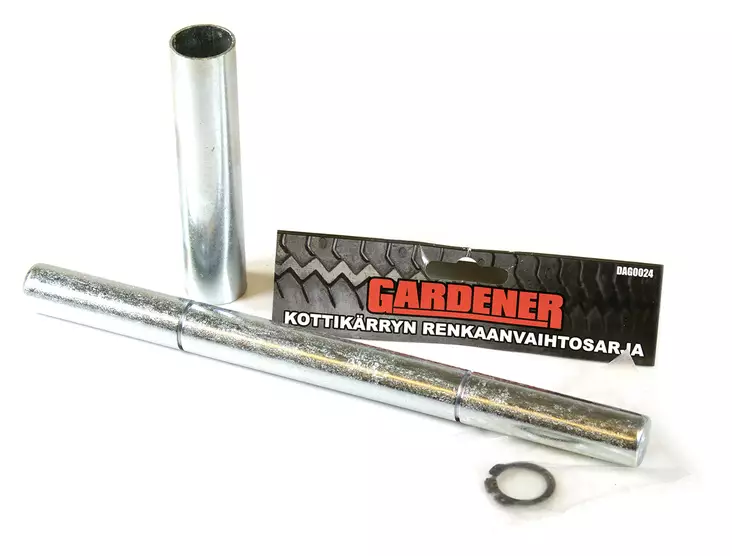 Akseli 20 x 250mm+lukkorenkaat+soviteholkki - Ilmakumipyörät - 0010514 - 1