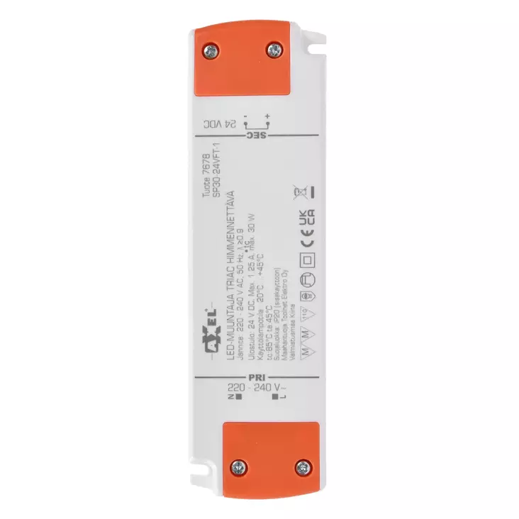 Axxel LED-muuntaja 24VDC 30W TRIAC Himmennettävä, IP20 - Muut sähköasennustarvikkeet - 0017574 - 1