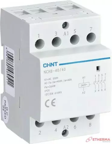 Chint Moduulikontaktori 4P, 40A, 230VAC 4NO - Sulakkeet ja vikavirtasuojat - 0019644 - 1