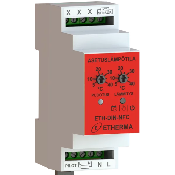 Etherma Ohjelmoitava lattialämmitystermostaatti DIN-kiskoon - Lattialämmitystermostaatit - 0017764 - 1
