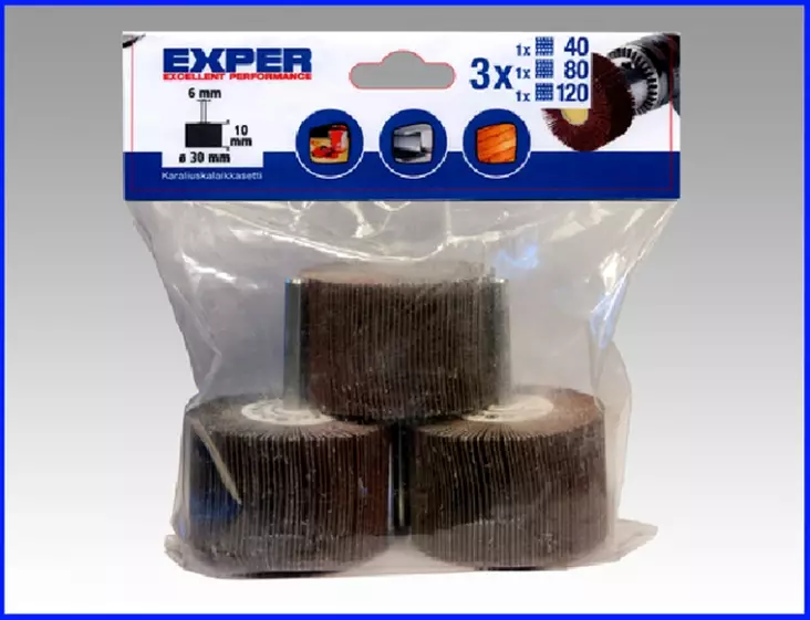 Exper Liuskalaikkasetti 30x10x6mm 3kpl - Liuskahiomalaikat, lamellilaikat - 0003594 - 1