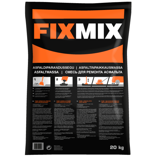 Fixmix asfaltinpaikkausmassa säkki 20kg - Asfaltinkorjaus - 0018284 - 1