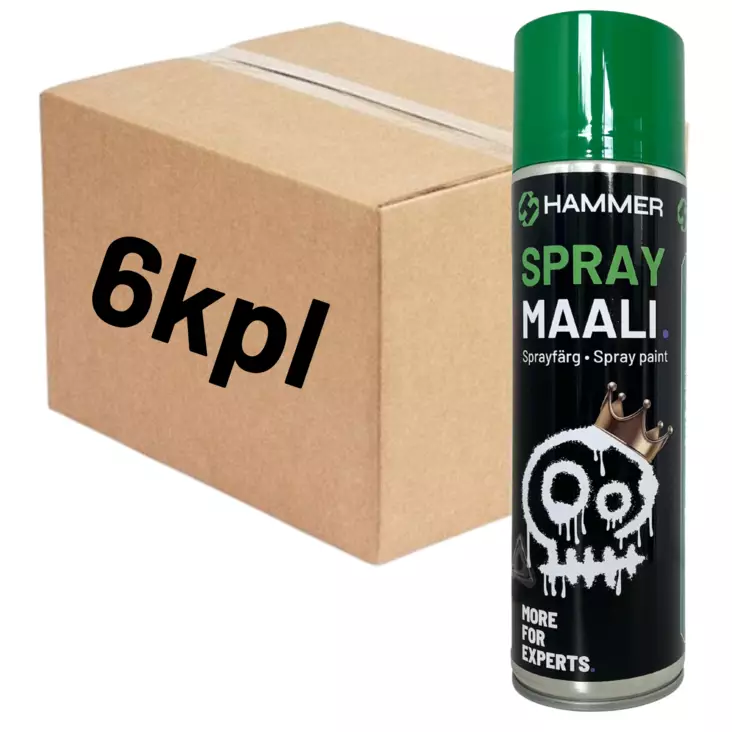 HS Hammer Spraymaali vihreä 500ml LAATIKKO (6kpl) - Spraymaalit - 0019754 - 1
