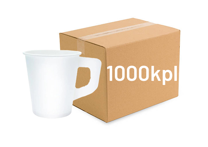 Kartonkikahvikuppi 175ml, korvalla 50kpl x 20 valk. LAATIKKO - Kertakäyttöastiat - 0013044 - 1