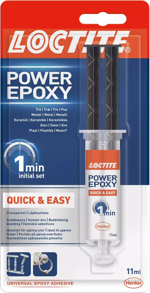 Loctite Power Epoxy 1min. kaksoisruisku 11 ml - Yleisliimat - 0001504 - 1