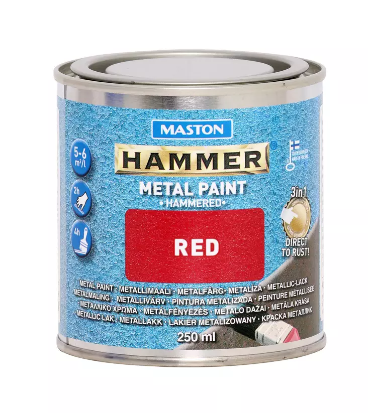 Maston maali Hammer Vasaralakka punainen 250ml - Metalli- ja ruosteenestomaalit - 0000264 - 1
