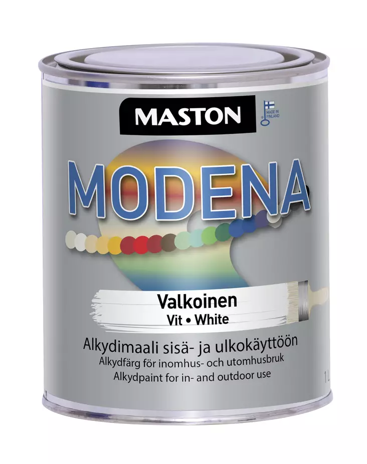 Maston maali Modena valkoinen 1l - Metalli- ja ruosteenestomaalit - 0000224 - 1