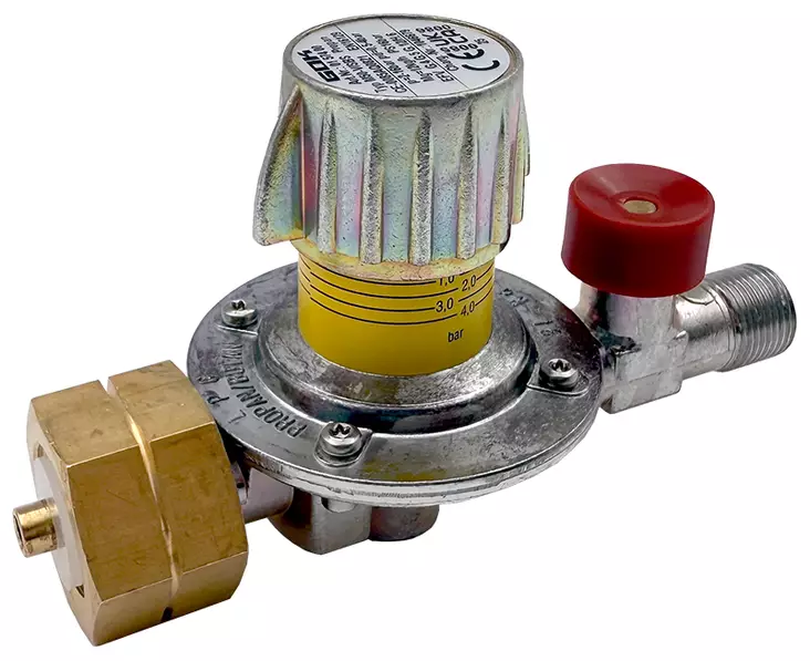 Painesäädin 2,5bar ja letkurikkoventtiili 4bar - Nestekaasutarvikkeet - 0020854 - 1