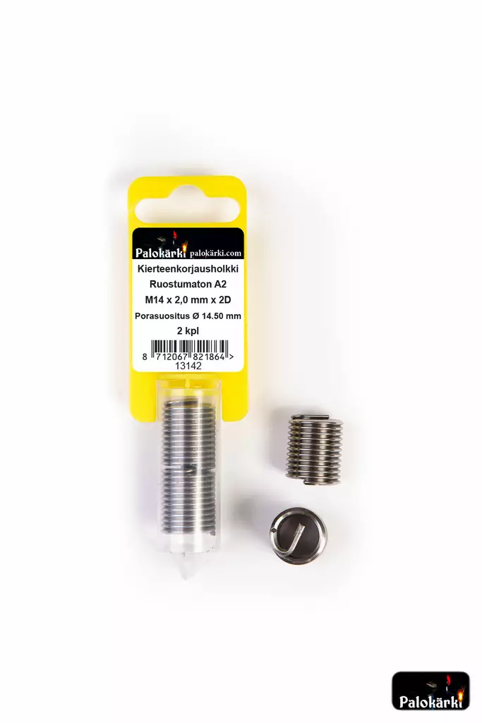 Palokärki Kierteenkorjausholkki ruostumaton A2 M14x2,0mmx2D Porasuositus Ø 14.50mm 2kpl - Kierteiden korjaus - 0022174 - 1