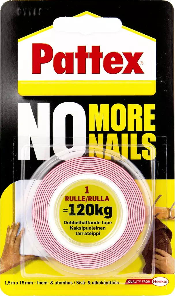 Pattex No More Nails Asennusteippi, supervahva 1,5 m 120 kg - Kaksipuoleiset teipit - 0001524 - 1