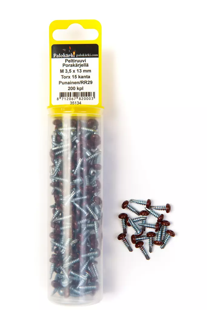 Peltiruuvi 3,5x13mm T15 punainen RR29 200kpl - Poraruuvit - 0001664 - 2