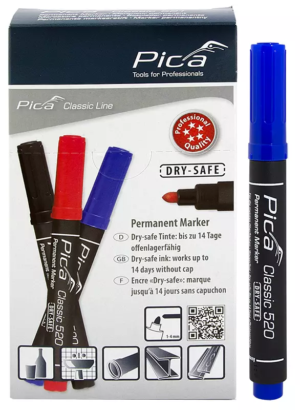 Pica Merkintätussi pyöreä sininen 1-4mm 10kpl - Merkkauskynät ja tussit - 0022344 - 1