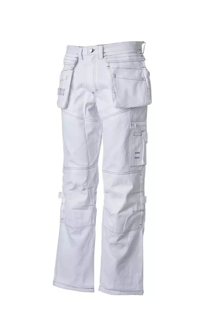 Priha maalarin riipputaskuhousut puuvillaa valkoinen 44 - Työhousut - 0016024 - 1