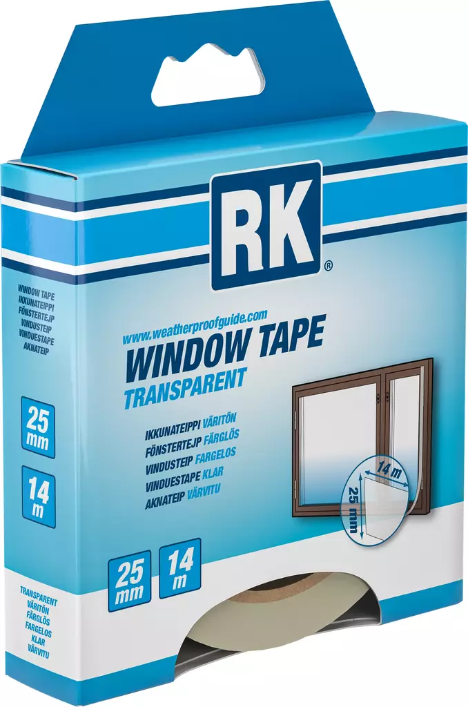 RK Ikkunateippi Väritön 25mm x 14m - Ikkuna- ja ovitiivisteet - 0008824 - 1