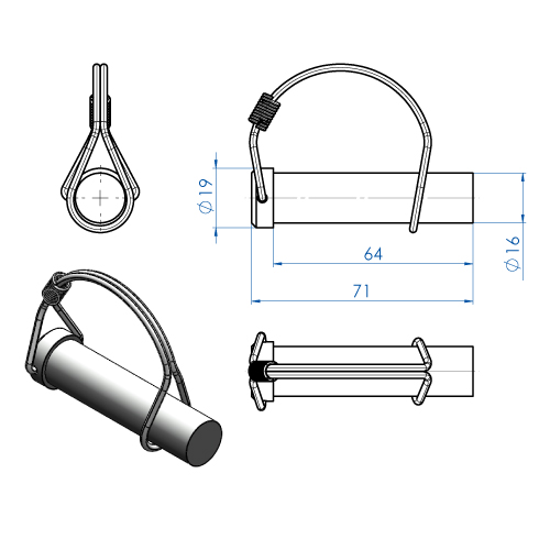 Saranan tappi 15,8mmx71mm - Perävaunutarvikkeet - 0008644 - 1