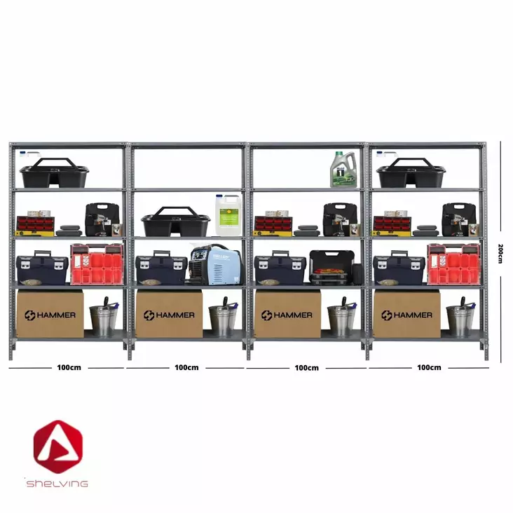 Shelving varastohylly 200x400x40cm 4-modulia - Varastohyllyt - 0016474 - 1