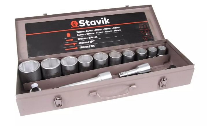 Stavik 3/4" Konemiehen hylsysarja 14-osainen - Kone- ja voimahylsysarjat - 0009794 - 8