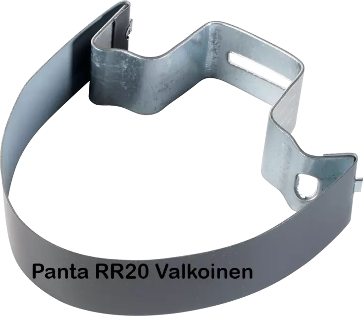 Syöksyputken seinäkiinnike sis. pohja ja panta RR20 valkoinen - Rännit, räystäskourut - 0017044 - 1