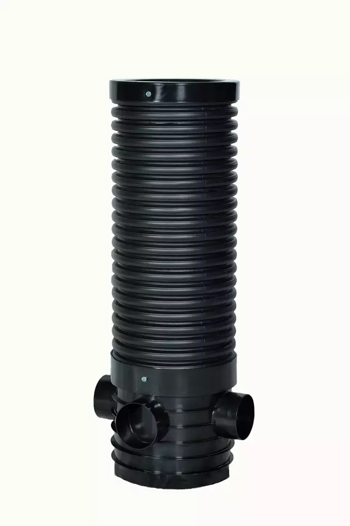 Tarkastuskaivo Musta 315mm x 1000mm -yhteillä (3x110), sisältää muovikannen - Salaoja ja sadevesitarvikkeet - 0015504 - 1