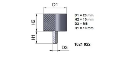 Tasapäinen puskin 679 20/15mm M6 2kpl - Kumieristimet - 0012714 - 1