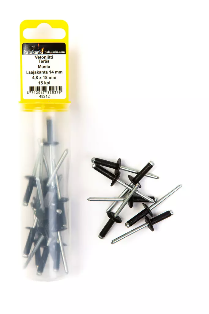 Vetoniitti, laajakanta 4,8x18mm ST/ST musta 15kpl - Vetoniitit ja niittimutterit - 0001714 - 2