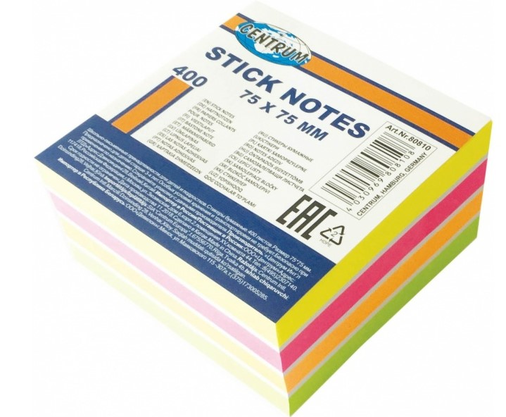 Viestilappu 75x75mm, 400 lehteä, 4eonväriä - Kirjoitusvälineet - 0005184 - 1