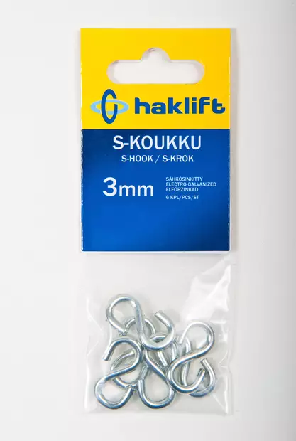 Haklift s-koukku 3mm 6kpl - Katto- ja kulmakoukut - 0003365 - 1
