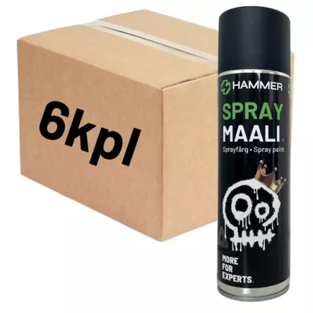 HS Hammer Spraymaali musta matta 500ml LAATIKKO (6kpl) - Spraymaalit - 0019745 - 1
