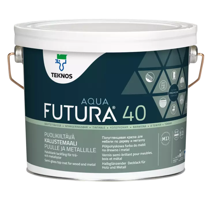 Teknos Kalustemaali Futura Aqua 40 Puolikiiltävä A-Pohja 2,7L - Kalustemaalit - 0019975 - 1