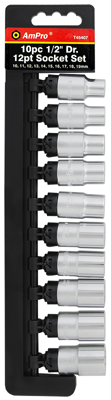 Amrox hylsysarja 12PT 1/2" 10-os. - Hylsy- ja työkalusarjat - 0005575 - 1