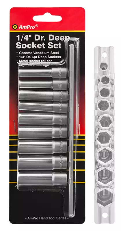 Amrox hylsysarja pitkä 1/4" 9-os - Hylsy- ja työkalusarjat - 0005455 - 1