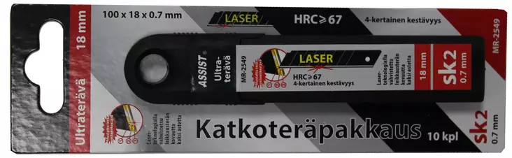 Assist katkoterät 10kpl 18mm ultraterävä SK2 - Mattopuukon varaterät - 0013005 - 1