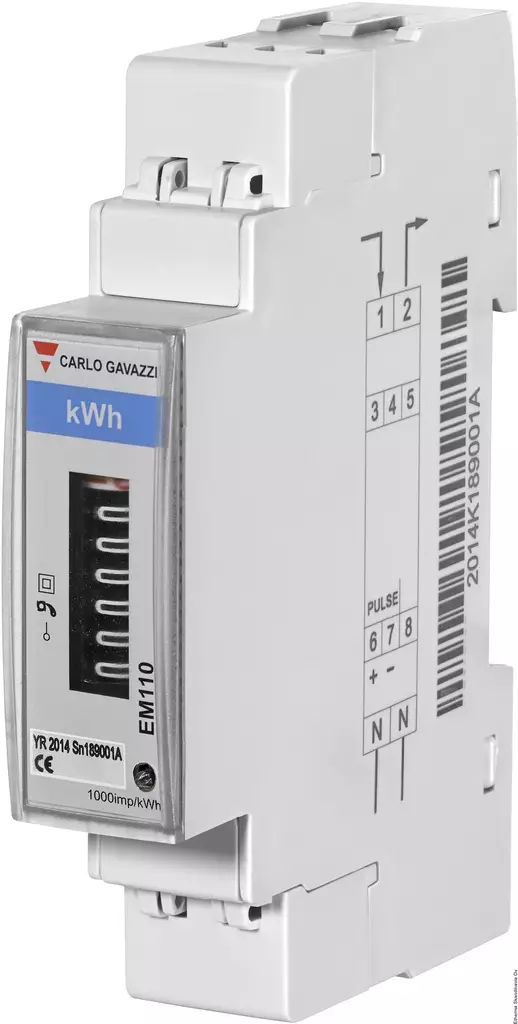 Carlo Gavazzi 1-vaihe Energiamittari (Mekaaninen näyttö, Pulssilähtö) - Sulakkeet ja vikavirtasuojat - 0019645 - 1