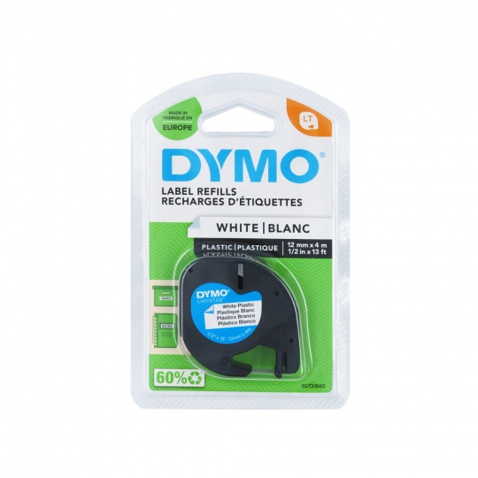 Dymo muoviteippi valkoinen, 12mm x 4m N - Laskimet ja kohokirjoittimet - 0013095 - 1