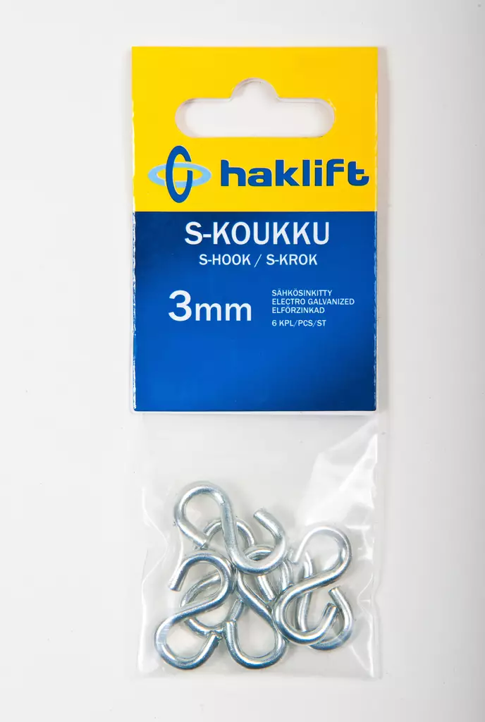 Haklift s-koukku 3mm 6kpl - Katto- ja kulmakoukut - 0003365 - 1