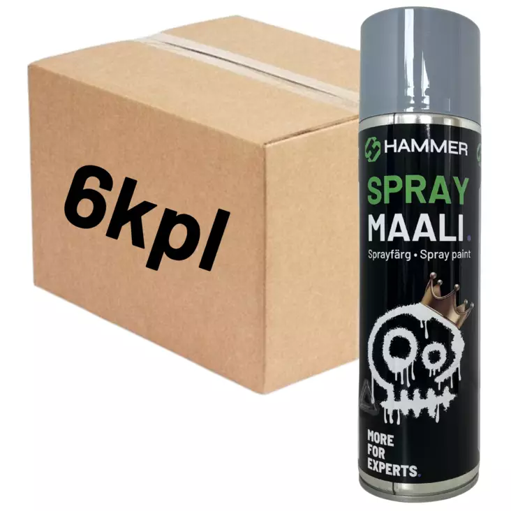 HS Hammer Spraymaali harmaa 500ml LAATIKKO (6kpl) - Spraymaalit - 0019755 - 1