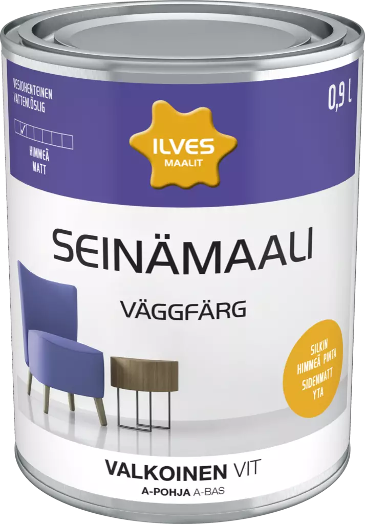 Ilves Seinämaali A-pohja valkoinen 0,9L - Sisämaalit - 0007315 - 1