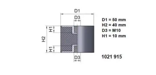 Lieriöeristin sisäkierteellä 640 50/40mm M10 1kpl - Kumieristimet - 0012705 - 1