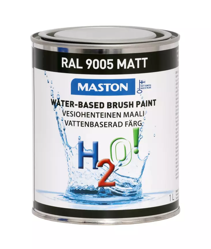 Maston maali H2O! RAL9005 Matt - Syvänmusta matta 1l - Sisämaalit - 0000245 - 2