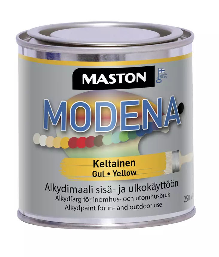 Maston maali Modena keltainen 250ml - Metalli- ja ruosteenestomaalit - 0000215 - 1