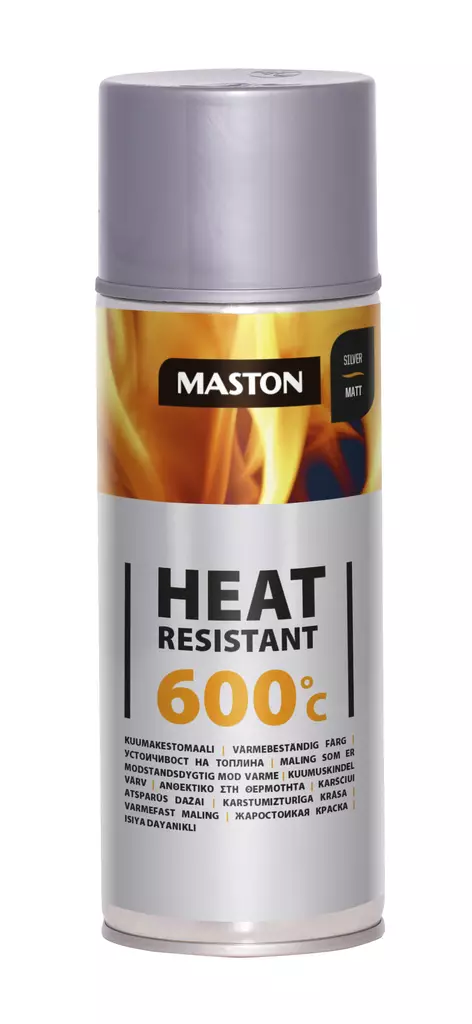 Maston spraymaali Kuumakesto 600C hopea 400ml - Kuumankestomaalit - 0000185 - 1