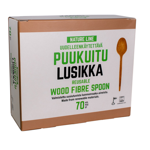 Natur Line Puukuituruokalusikka 17cm, 70kpl/pkt - Kertakäyttöastiat - 0012345 - 1