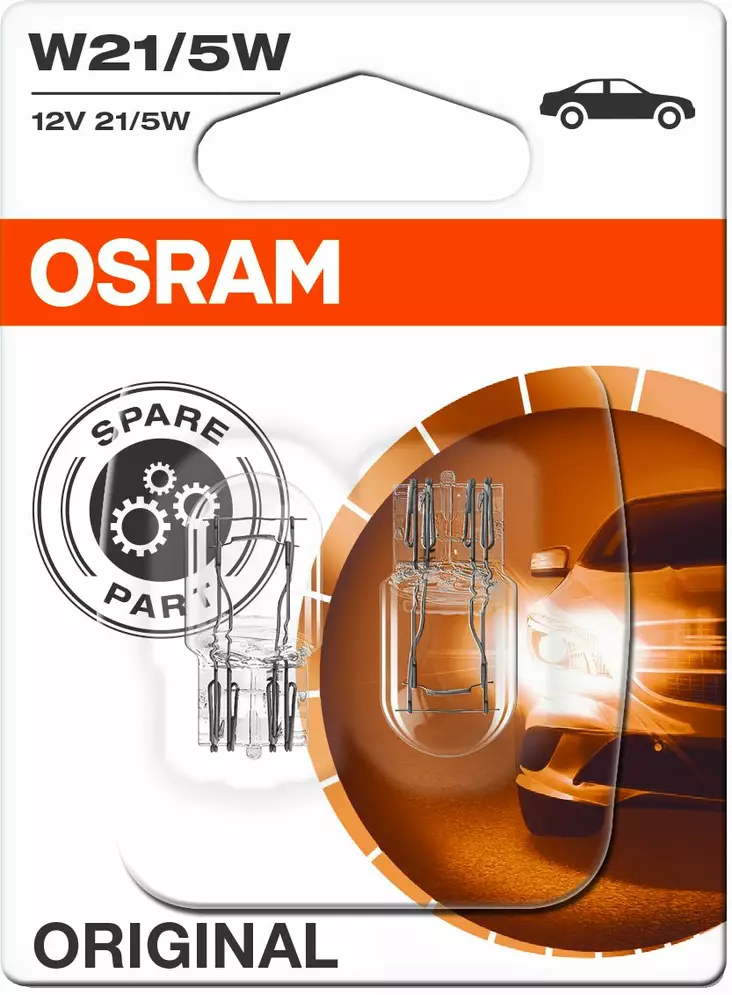 Osram Original 12V W21/5W pienoispolttimo 21/5W (pari) - Autopolttimot - 0008185 - 1