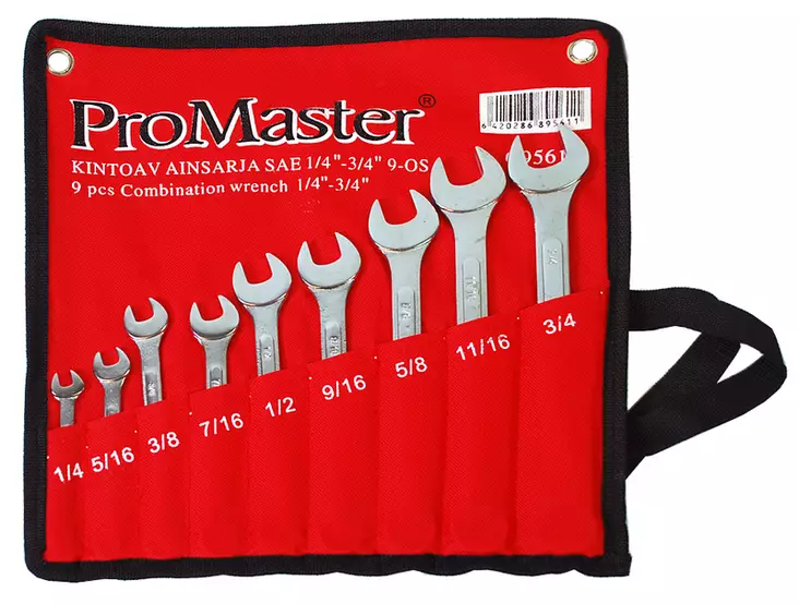 Promaster kiintolenkkiavainsarja 9-os. sae 1/4"-3/ - Kiintolenkkiavaimet ja sarjat - 0005785 - 1