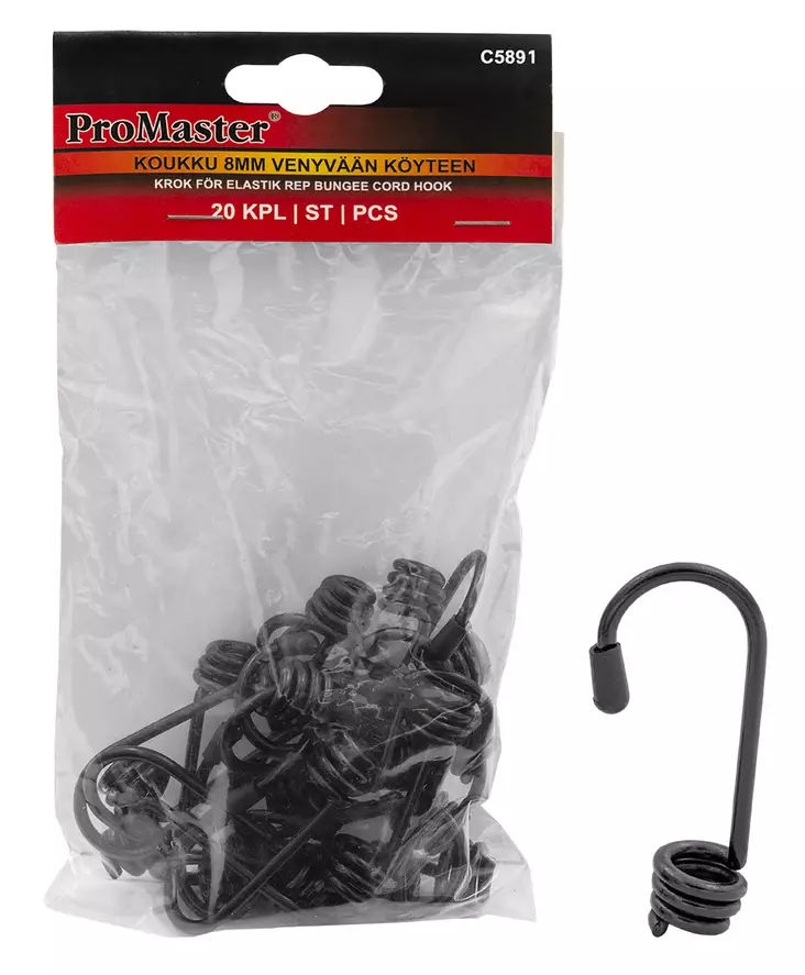 Promaster Koukku 20kpl 8mm venyvään köyteen - Yleisnarut - 0022075 - 1