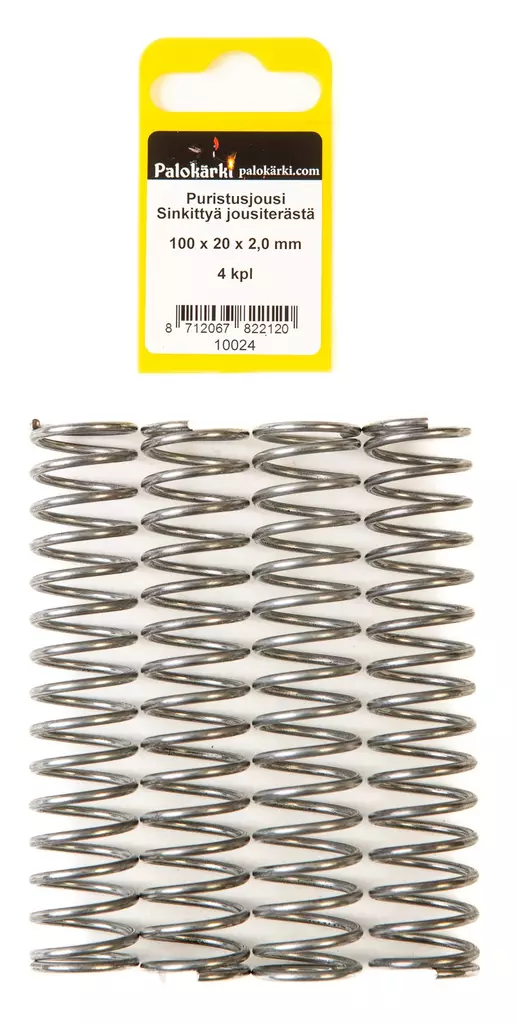 Puristusjousi Sinkittyä jousiterästä 100x20x2,0mm 4kpl - Jouset - 0021515 - 1